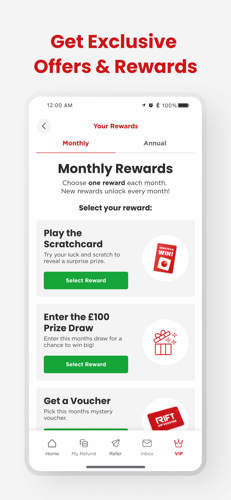Screen showing the monthly rewards in the RIFT Tax Refunds app
